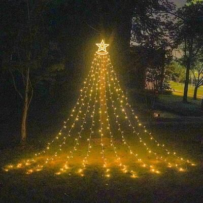 Snug & Styled LED Star Waterfall Christmas Tree Lights Outdoor Waterproof Meteor String Light warm White Light