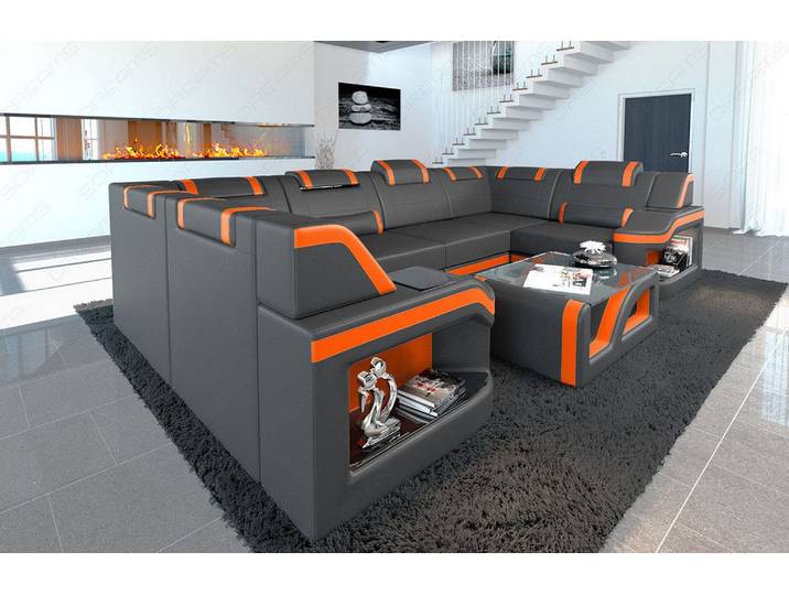 Designsofa Padua U-Form aus Leder