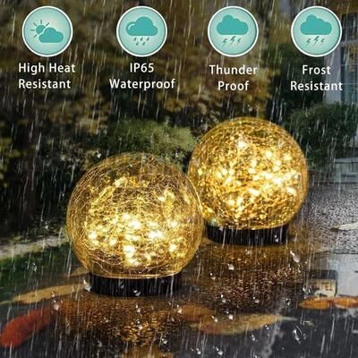 Uplift Essentials Artisan Solar Cracked Glass Globe Stakes Artisan Solar Cracked Glass Globe Stakes
