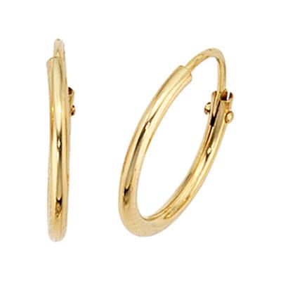 Paar Creolen JOBO, gold (gelbgold 333), Ohrringe, Damen, 12,7mm, Gelbgold 333, rund 333 Gold