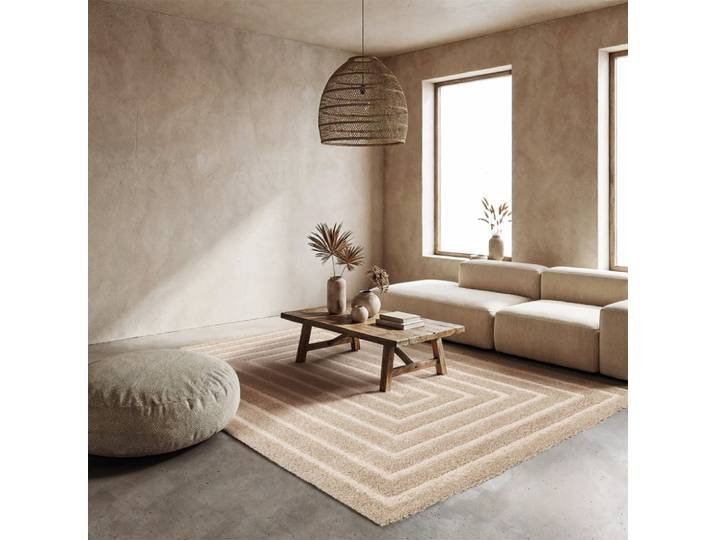 Tapis intérieur motif rectangle beige et crème 160x230cm