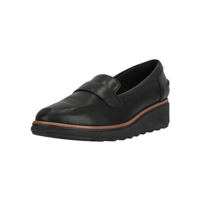 Slipper CLARKS "Sharon Gracie", Damen, Gr. 41,5, schwarz, Leder, Schuhe Slipper, mit extra Stoßdämpfung für ultimativen Komfort