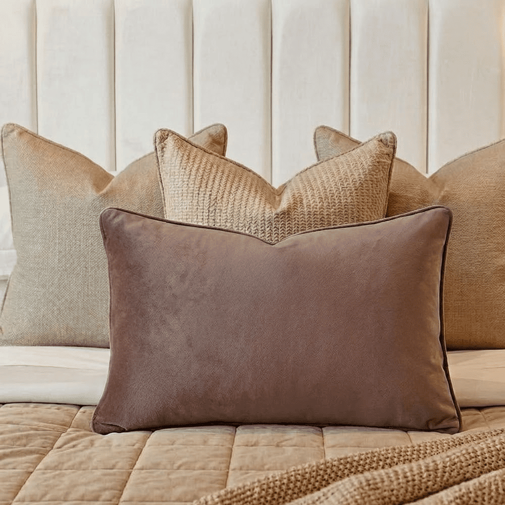 Alayna Truffle Velvet Bolster Cushion - 30x45cm