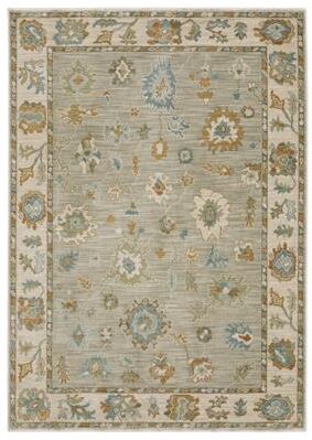 Style Haven Meadow Bordered Oriental Grey/ Blue Area Rug