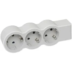 Legrand 694573 Flache Steckdosenleiste 3x Steckdose, ohne Kabel Kabel Farbe: Ultraweiß/Grau