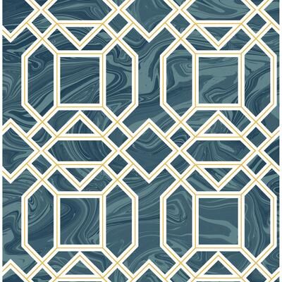 A-Street Prints Daphne Blue Trellis Wallpaper