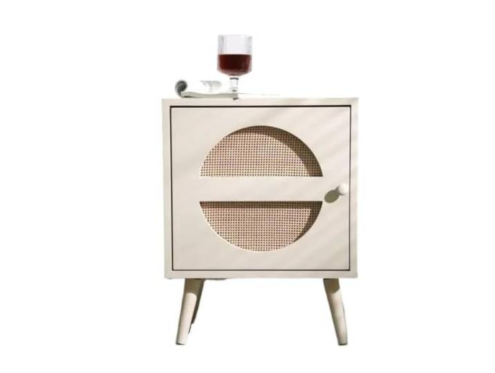 LXLAEOANG Nachttisch for Zimmer Und Schlafzimmer Rattan-Nachttisch, Nachttisch, Holzschrank for Gastfamilien, Hotels(White)