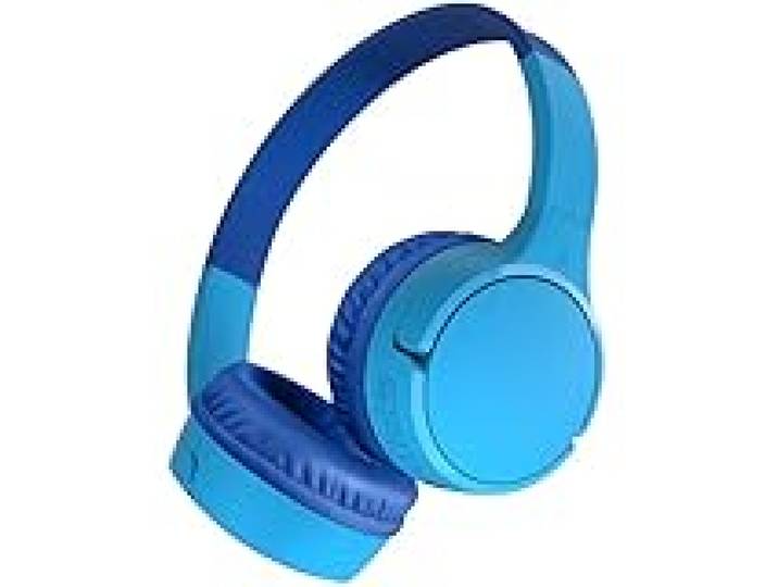 Belkin Casque audio sans fil SoundForm Mini pour enfants avec micro intégré (pour apprentissage en ligne, études, voyage, compatible avec l’iPhone, iPad, Kindle, etc., bleu)