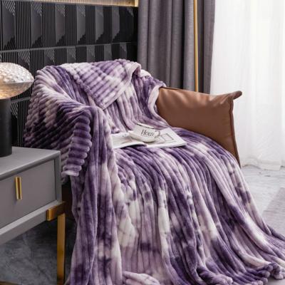 Shop Station Purple Tie Dye Fleece Blanket GSM Cozy Throw Blanket For Sofa, Bed & All Season Comfort purple 39.37 59.06 In