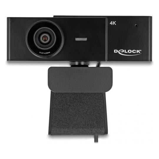 Delock USB UHD Webcam mit Mikrofon 4K 30 Hz 110° Blickwinkel und Stativ (8.30 Mpx) (96400)