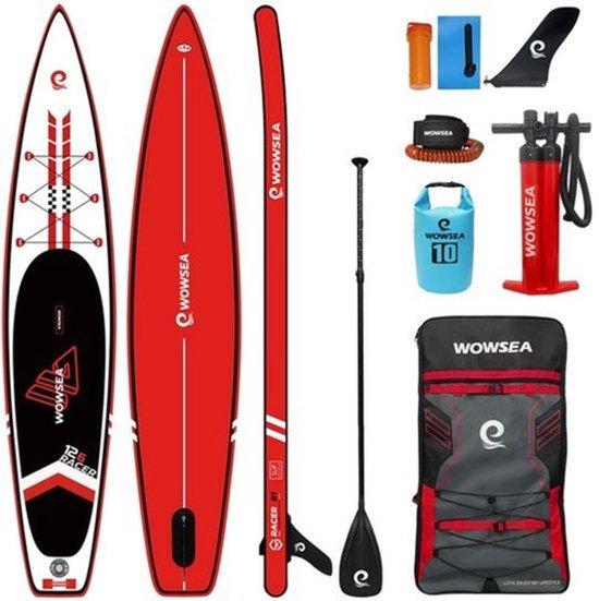 Aufblasbares SUP-Board-Set - 385 cm lang, rot - 15 cm Dicke - aus EVA-PVC-Material - ideal für Reisen und Yoga
