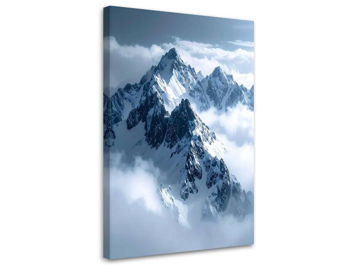 Feeby Leinwandbild Schneebedeckte Berggipfel Panorama 80x120cm, Blau, Landschaft/Berg, Rechteckig, 80x120 cm, Bilder & Rahmen, Bilder, Leinwandbilder