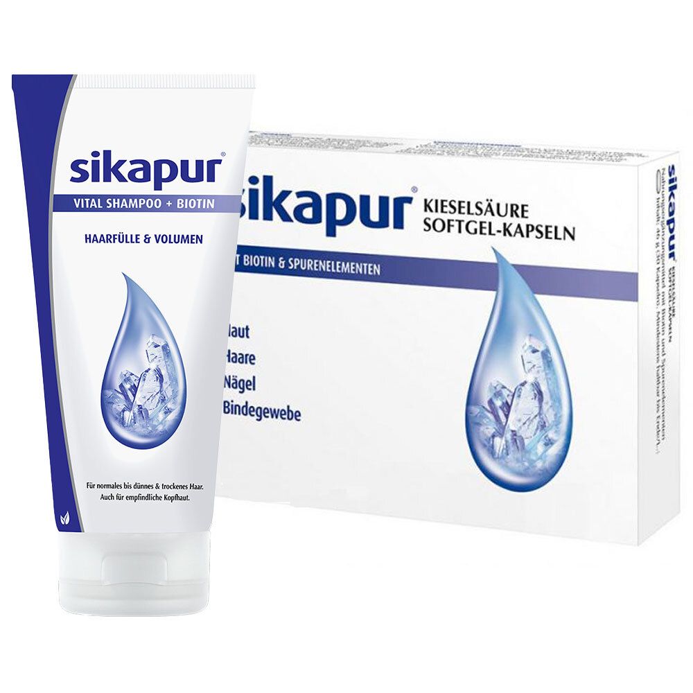 Skiapur Kieselsäure-Softgel-Kapseln mit Biotin & Sikapur Shampoo 1 St Set