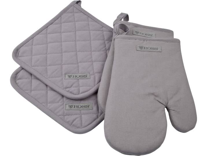 Topflappen ROSS Exclusiv , silber (silberfarben), 100% Baumwolle, Topflappen, Topflappen, 2x Topflappen und 2x Grillhandschuh, 100% Baumwolle