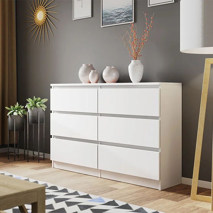 garneroarredamenti Cassettiera 120x77h cm 6 cassetti moderna bianco Rotterdam