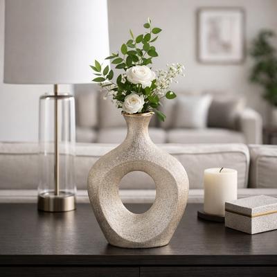 Sagebrook Home Artistic Oval Ceramic Flower Vase Cut-Out Design
