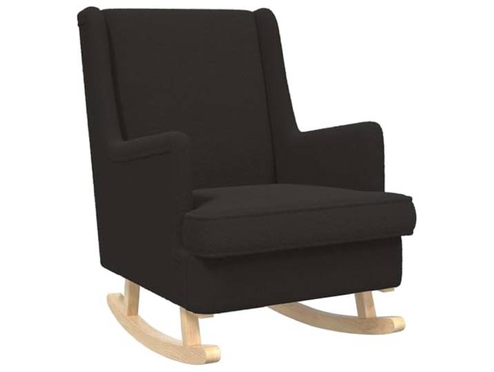 HFXHIJXQ Schaukelstuhl Schwarz 62x80x85 cm Bouclé Polstersessel Bequemer Schaukelsessel mit abnehmbarem Kissen und Massivholzbeinen für Wohnzimmer und Schlafzimmer.