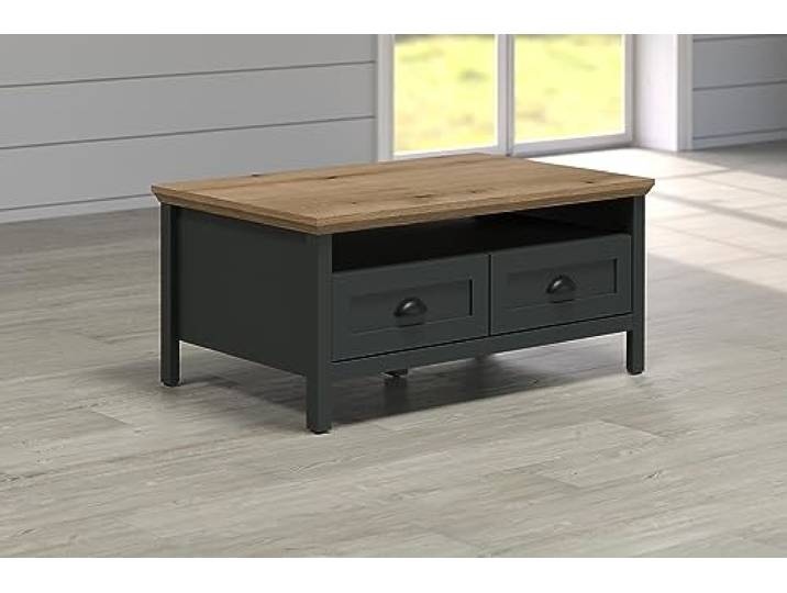 möbelando Couchtisch >Stanton< in Tannengrün/Eiche - 101x45x60cm (BxHxT)