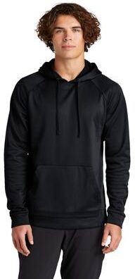 Sport-Tek ST730 Re-Compete Fleece Pullover Hoodie in Black size XS   Recycled Polyester