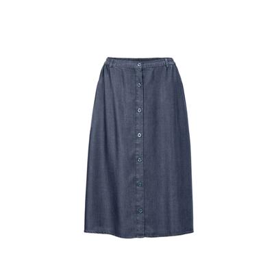 Schlupfrock GOLDNER "Eleganter Midirock in A-Linie", Damen, Gr. 42, blau (dunkelmarine), Obermaterial: 100% Lyocell CLY., normal, Röcke, Feuchtigkeit absorbierente Qualität