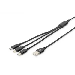 Digitus 3-in-1 USB Ladekabel - USB / USB-C / Lightning / Micro USB 1m