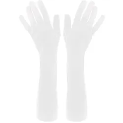 Satin-Handschuhe, weiß, 55 cm