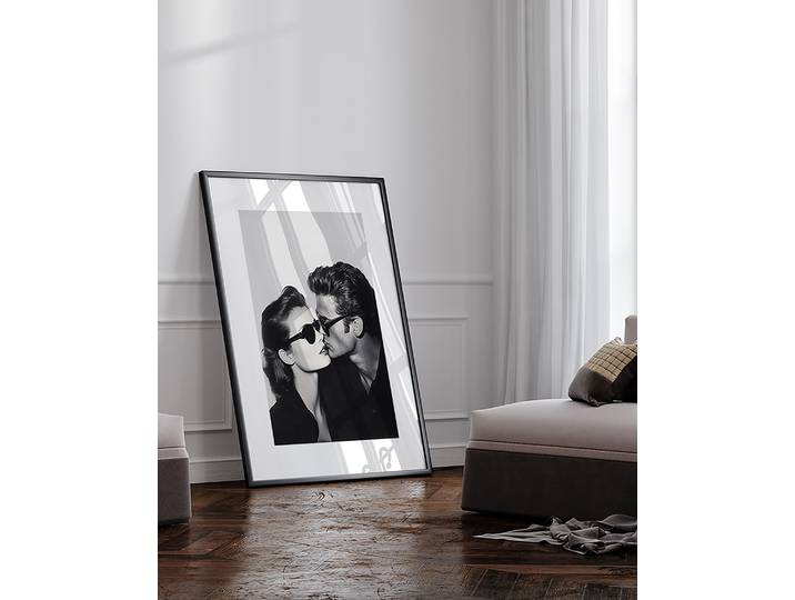Bild The Kiss Rahmen: Massivholz Buche, lackiert Abdeckung: Acrylglas Multicolor 73 x 93cm