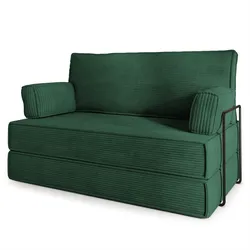 BETTSOFA LADIA aus Schaumstoff Kordstoff Grün Schlaffunktion