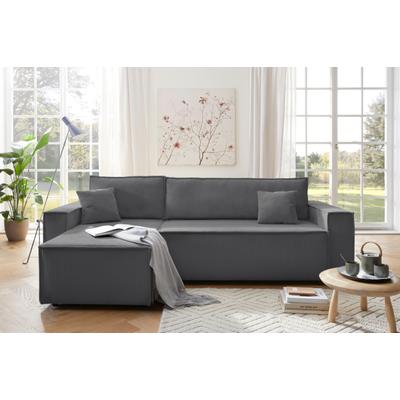 Ecksofa OTTO HOME "CASSI L-Form, 241cm - OTTO. Verlässliche Qualität.", grau (anthrazit), B:241cm H:80cm T:147cm, Sofas, Ecksofa, Schlaffunktion (133/200), Bettkasten, auch in Cord, Topseller
