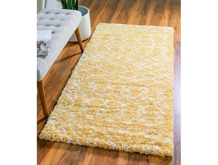 Hochflor-Teppich Temara Shag, LAGERRÄUMUNG , gelb (gelb, elfenbeinfarben), B:79cm H:51mm L:305cm, Polypropylen (PP), MYFLAIR MÖBEL & ACCESSOIRES, Teppiche, Hochflor-Teppich, gewebt, Scandi Design, ideal im Wohnzimmer & Schlafzimmer