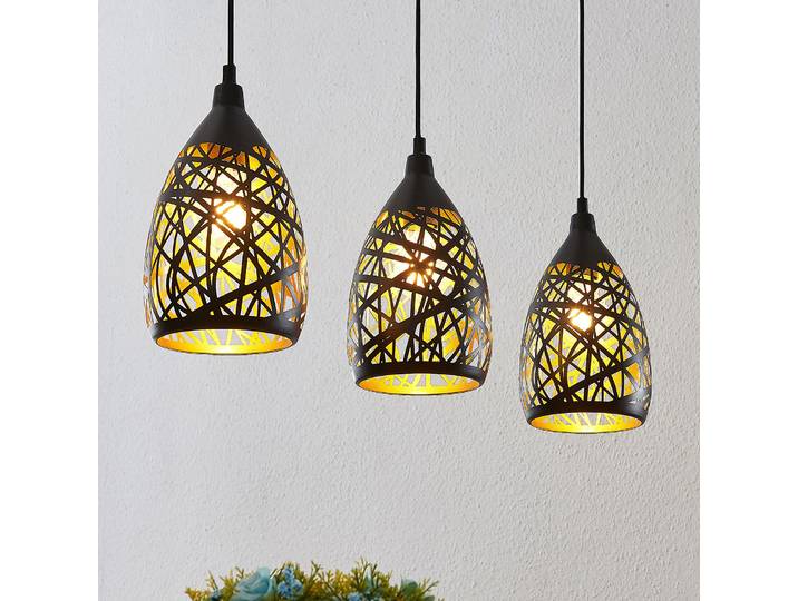 Marcello 3 Suspension Black/Gold - Lindby - Cuisine - Moderne - Métal - Multi-ampoules