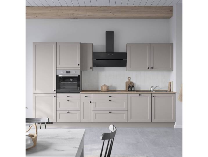 Kochfeldschrank Cascada mit Schubladen 90cm Grau/Steingrau