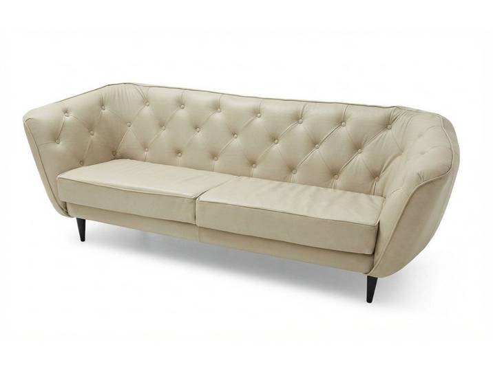 Xlmoebel Chesterfield-Sofa 3 Sitzer Sofa Leder Rautenförmiger Steppung Geschwungenen Armlehnen, 1 Teile, Rautenförmige Steppung, geschwungene Armlehnen
