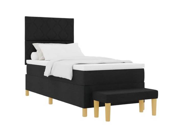 vidaXL Boxspringbett mit Kissen mit Kopfteil Schwarz 200 x 90 cm Stoff Ruckzuck zusammengestellt mit einem Schraubendreher, Gut für Frühling und Winter, Schnell mit einem feuchten Tuch reinigen