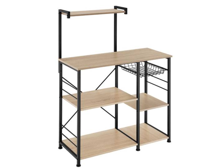 tectake Küchenregal Crawley, 90 x 40 x 131,5 cm, Industrial Holz hell, Eiche Sonoma, Naturfarben, Rechteckig, 40x131.5x90 cm, Küchen, Küchenmöbel