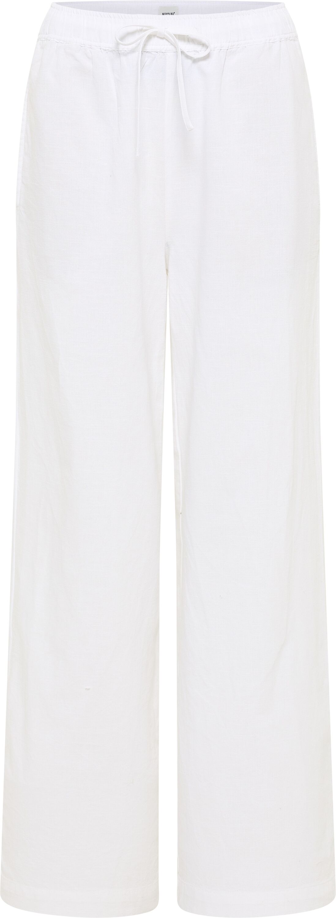 5-Pocket-Hose MUSTANG "Damen Style Tuscaloosa", Damen, Gr. 36, weiss (2045 weiß), Web, 75% Baumwolle, 25% Leinen, unifarben, weit, Hosen 5-Pocket-Hose 2045 weiß 36