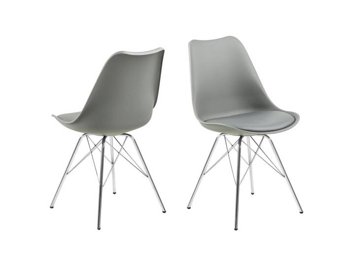 ebuy24 Stuhl 4er-Set grau, Chrom, Grau, 48x86x54 cm, Esszimmer, Stühle