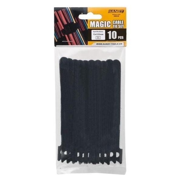 Handy Vezeték kötegelő - 05510 (125mm, tépőzáras, fekete, 10db-os) (Klettkabelbinder, 125 mm, 10 Stk.) (SZEGLO05510)