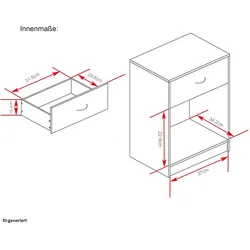 HTI-Living, Nachttisch, Nachtschrank 2er Set Nina Sonoma (40 x 35 x 50 cm)