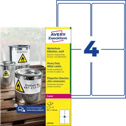 AVZ L4774-8 - Folien-Etiketten, wasserfest, 99,1 x 139 mm, 32 Stück, weiß