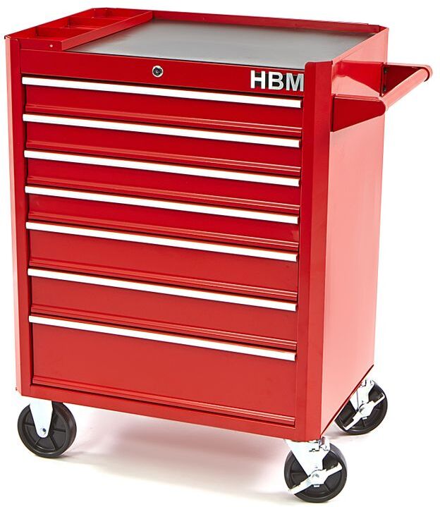 HBM carrello porta attrezzi con 7 cassetti, 66 cm, rosso