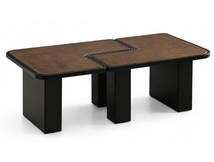 JVmoebel Couchtisch Rechteckiger Tisch Modern Dunkelbraun Zweiteilig Robust Tetris-artig, Made in Europa