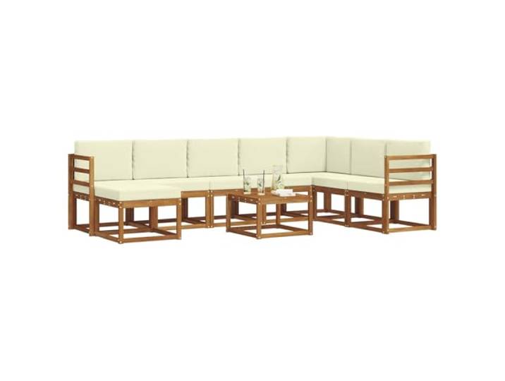 KTHLBRH Sofa-Set für den Außenbereich, 9-teilig, Holz, Akazie, Natur und Modulares Lattenrost-Design, abnehmbare Kissen, für Garten und Terrasse