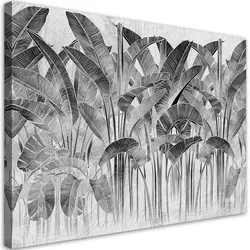WANDBILD bananenblätter grau pflanzen