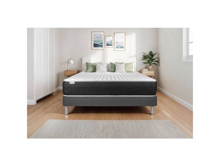 Ensemble Matelas Sommier 140x220 cm - Sommier Gris (en kit) - Vitalspring Gris