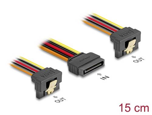 Delock Strom Anschlusskabel [1x SATA-Strom-Stecker 15pol. - 2x SATA-Strom-Buchse 15pol.] 15cm