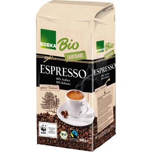 Edeka Kaffee Espresso, BIO, ganze Bohnen, Arabica & Robusta, 1 kg