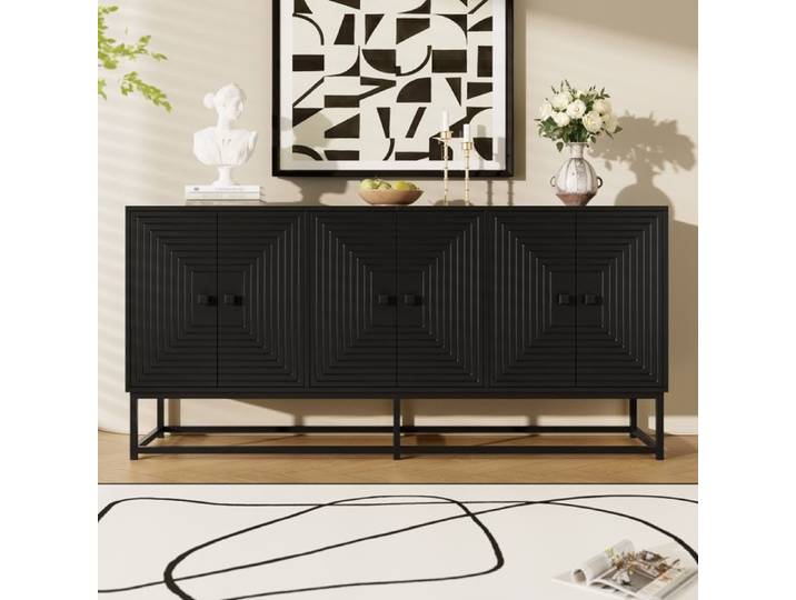 Buffet - DREAMMESPACE - 3 portes - 160x38x75.5cm - finition mate - noir