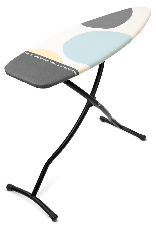 Brabantia Strijkplank vol formaat met katoenen hoes en patroon, Zwart, Staal