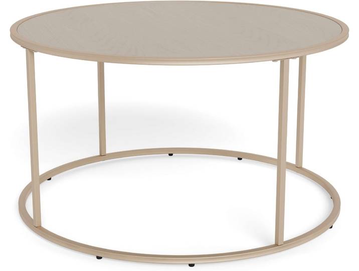 Couchtisch ACTONA GROUP Seaford Kaffeetisch, Wohnzimmertisch , beige (grau, grau, grau), B:80cm H:45cm T:80cm, Tische, Couchtisch, Runder Couchtisch mit grauer Melaminplatte und Stahlgestell, Ø80x45 cm